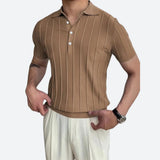 Polo Shirt - Elastische Mélange V-Hals