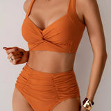 Marta - Bikini Bandeau van Gerimpeld Stof