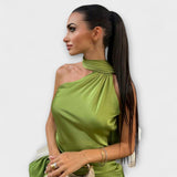 Chique Off-Shoulder Halter Maxikleed