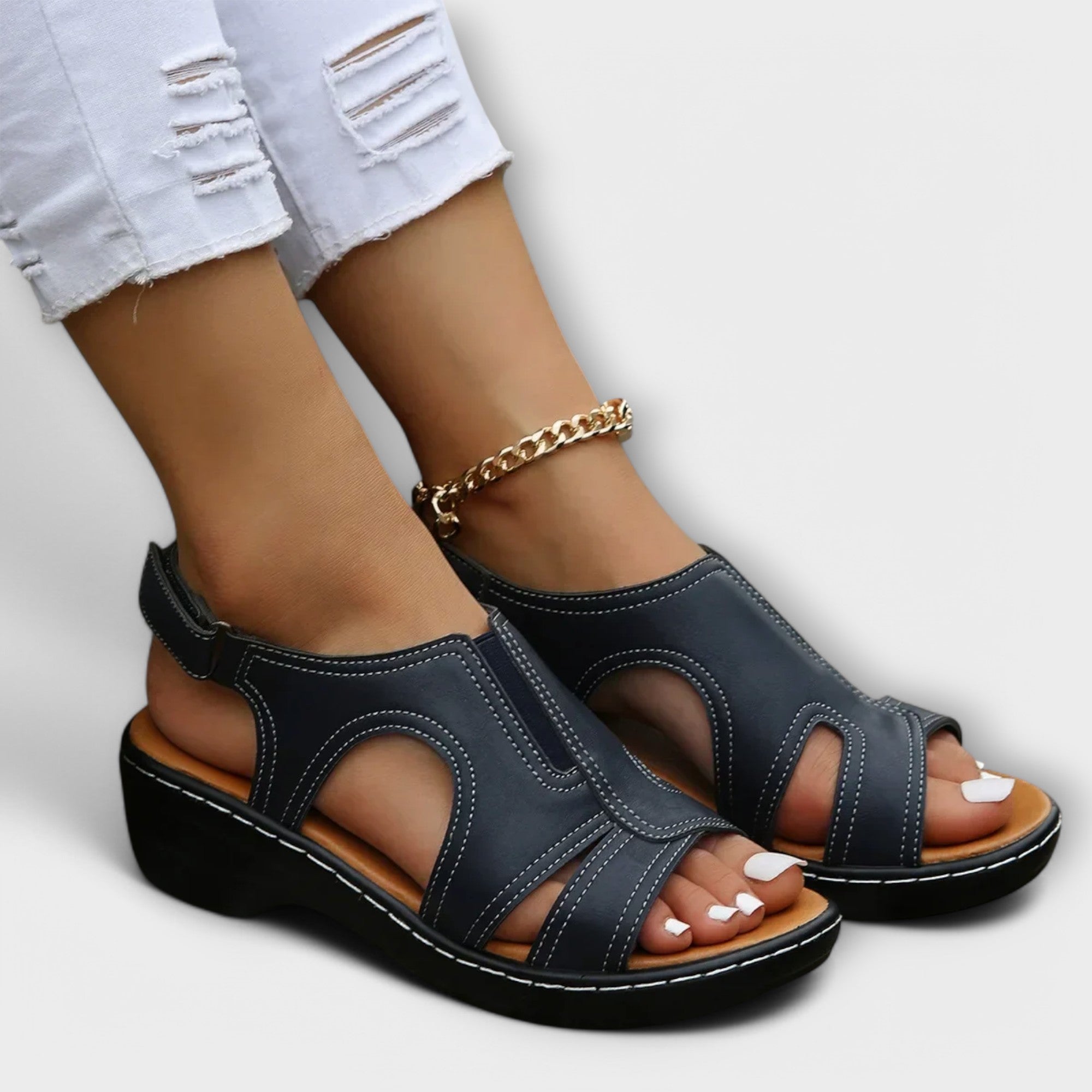 Christina – Orthopedische leren sandalen met comfortabele hak