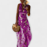 Vloeiende jurk met V-hals en pailletten-details