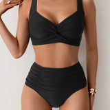 Marta - Bikini Bandeau van Gerimpeld Stof