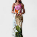 De Sapphire - Elegante Patchwork Maxi Jurk