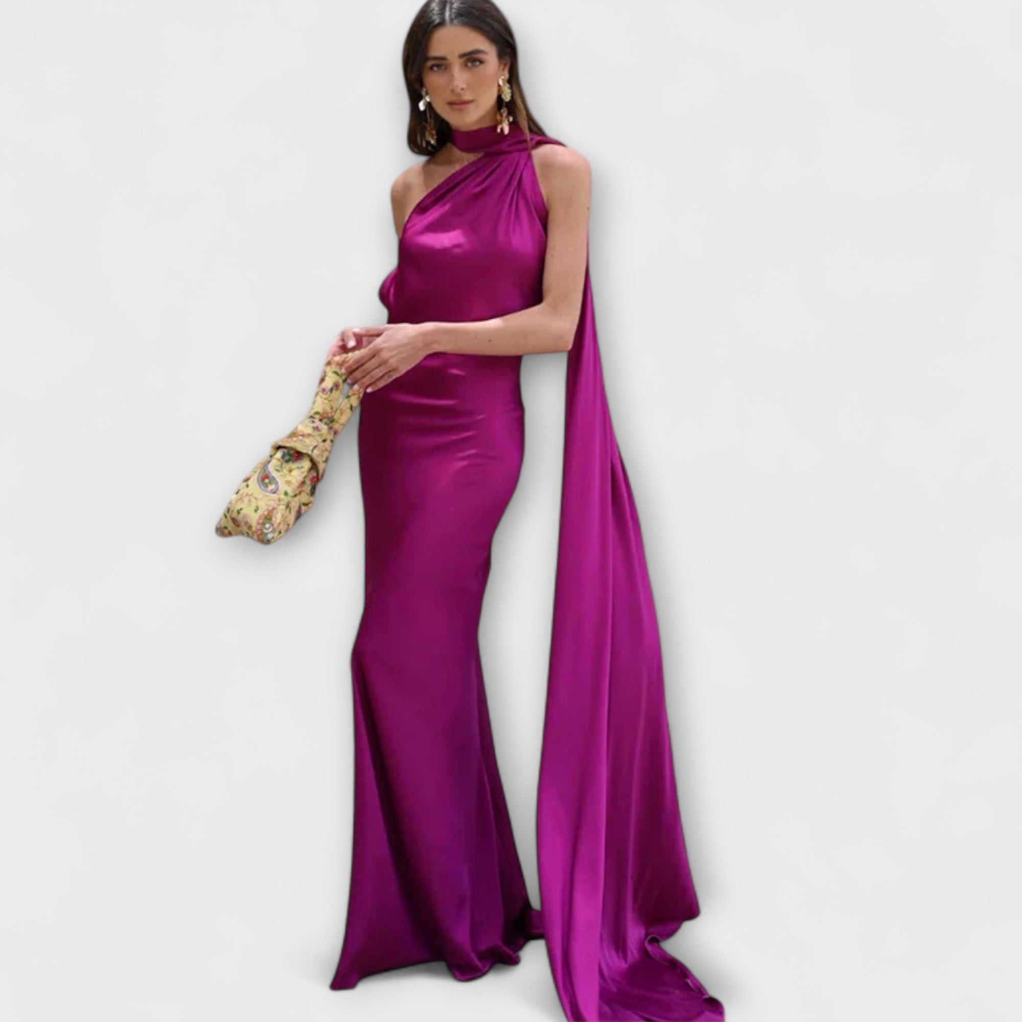 Chique Off-Shoulder Halter Maxikleed