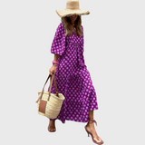 Fleur | Ontspannen Laag Maxi Jurk met Kimono Mouwen