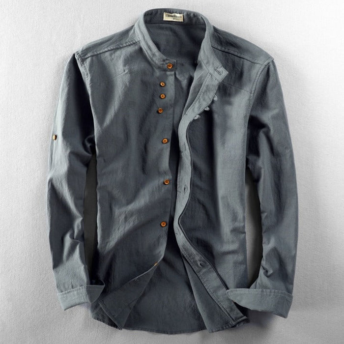 Chemise - Hoge Kraag Vintage Knop