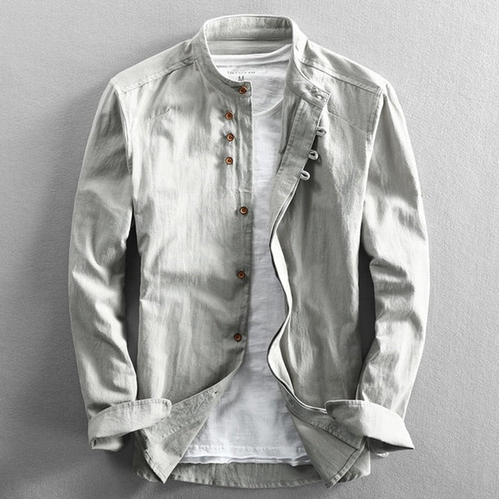 Chemise - Hoge Kraag Vintage Knop