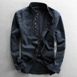 Chemise - Hoge Kraag Vintage Knop