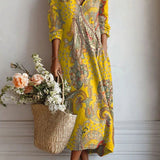 Gwen™ | Boho Jurk Geel met Paisley-patroon