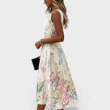 Paige – Mouwloos Bloemenjurk in Midi-Lengte