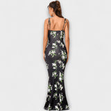 Thalia - Bloemenprint Prom Jurk met Geknoopte Schouderbanden