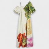 Melody - Asymmetrisch Floral-Maxikleed