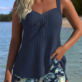 Carla - Gestreepte Badpak met Strandshort