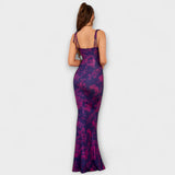 Thalia - Bloemenprint Prom Jurk met Geknoopte Schouderbanden