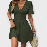 Winslet - Jurk met gerimpelde taille en V-hals