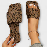 Platte Slippers met Luipaardpatroon