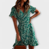 Nilsine - Korte Boho-Jurk in Groen