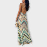 Remi - Missoni Kleurrijk Visgraatpatroon Maxikleed
