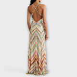 Remi - Missoni Kleurrijk Visgraatpatroon Maxikleed