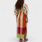 Kaya - Maxi-jurk met V-hals en pofmouwen