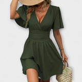 Winslet - Jurk met gerimpelde taille en V-hals