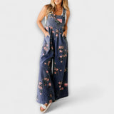Bethany - Bloemenpatroon Wijde Denim Dungaree