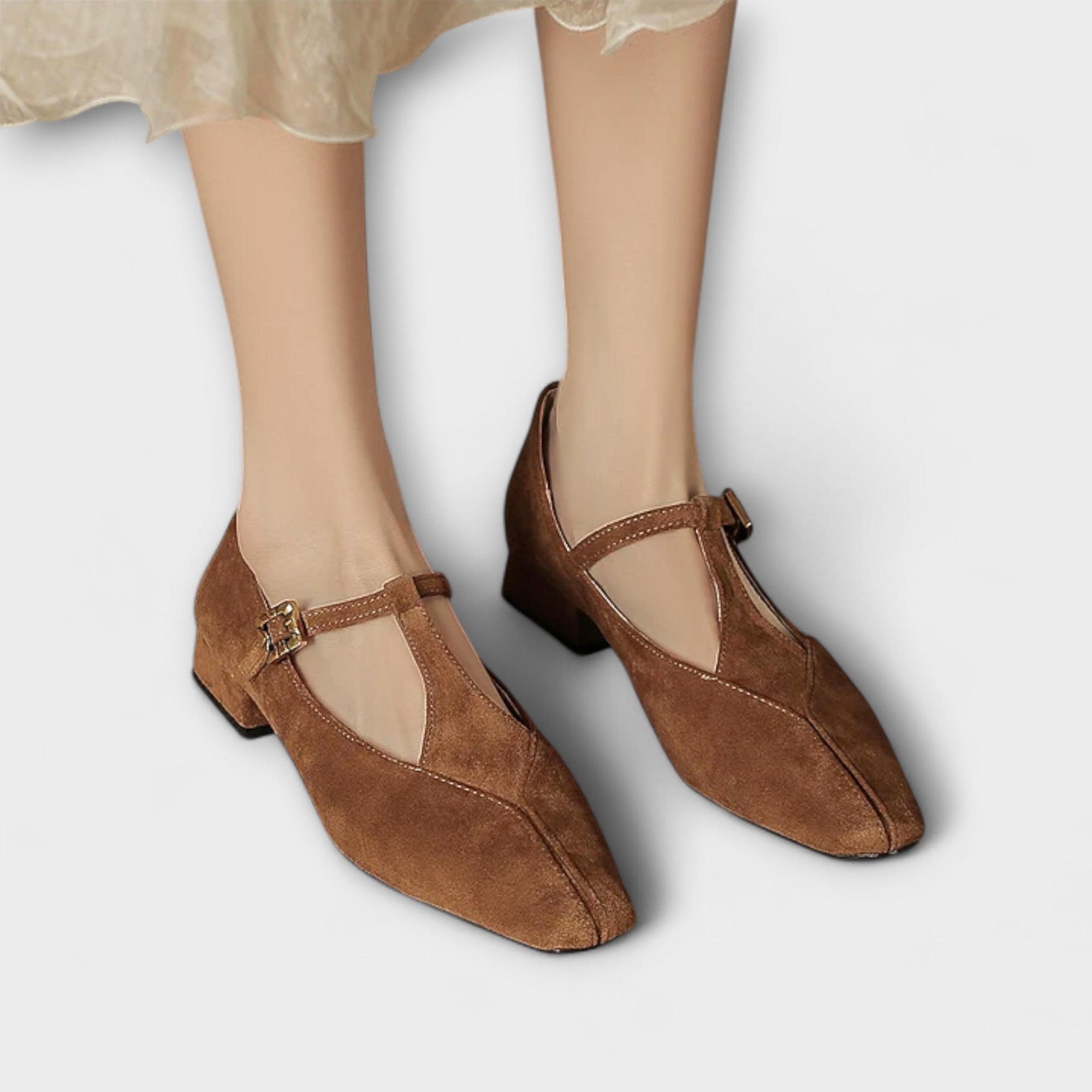 Ella - T-Riemchen-Schoen met lage hakken