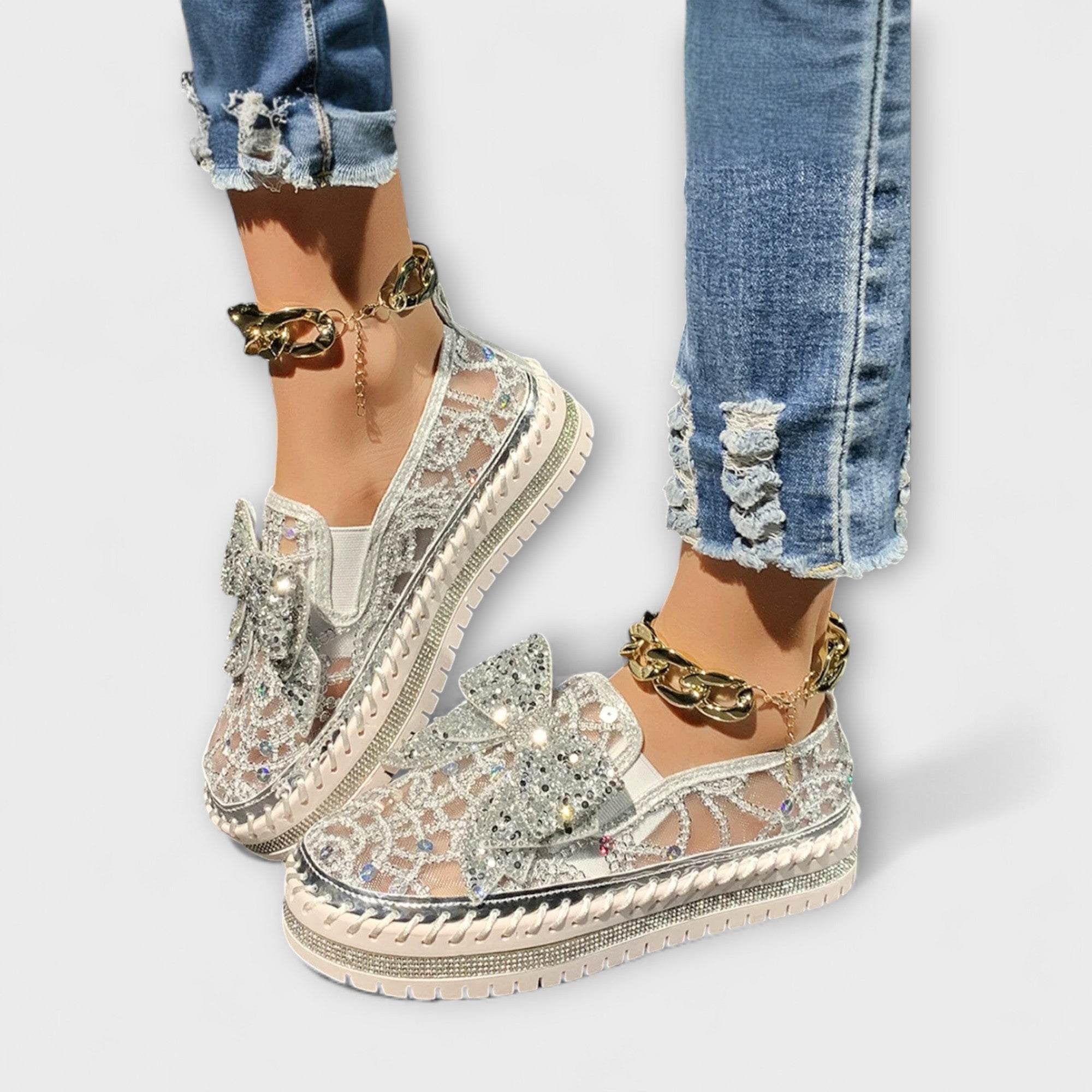 Rue – Loafer met Strasssteen-Strik