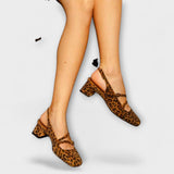 Joanna – Bruine chunky hakken met vierkante neus