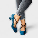 Kathleen - Blauwe chunky hakken