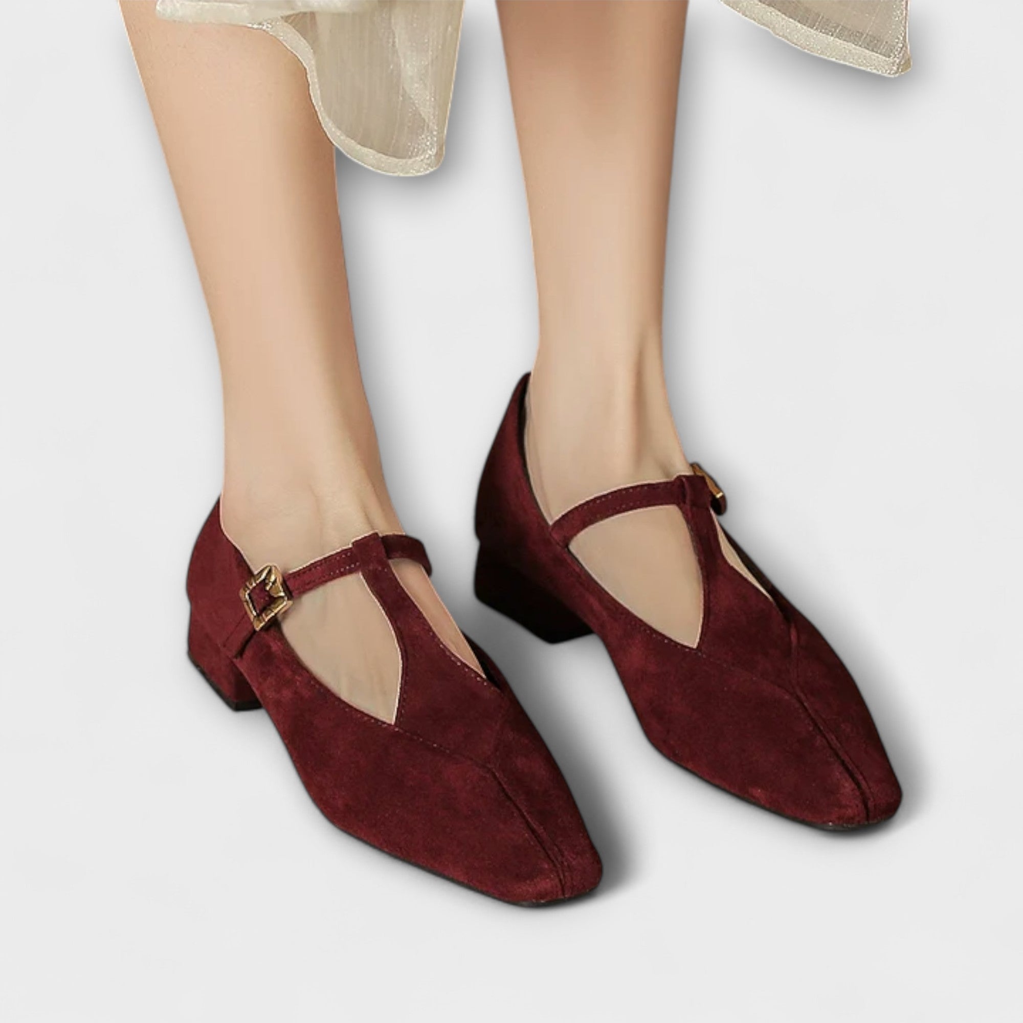 Ella - T-Riemchen-Schoen met lage hakken