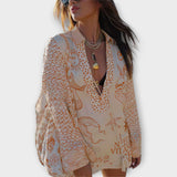 Liv - Satijnen Wasser Quasten Shirt en Shorts Set