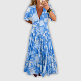 Minelda | Elegante Bloemen V-hals Jurk