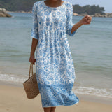 Sofia - Maxi-jurk met ronde hals en patroon