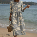Ana - Midi-jurk met planten- en bloemenpatroon