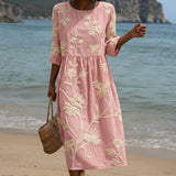 Paula - Midi-jurk met planten- en bloemenpatroon