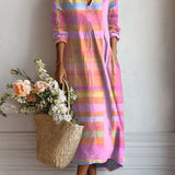 Ineke™ | Boho Jurk Pastel met Strepen
