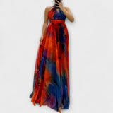 Isalie – Maxikleed van chiffon met bloemenpatroon