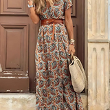 Joselin™ – Lange bohemien jurk met een luchtige pasvorm en riem