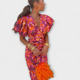 Simona - Elegant jurk met V-hals en pofmouwen