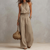 Ainara™ | Elegante Jumpsuit met Halterhals en Wijde Pijpen