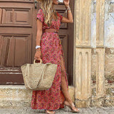 Joselin™ – Lange bohemien jurk met een luchtige pasvorm en riem