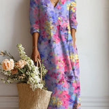 Bregtje™ | Boho Jurk Lila-Roze met Aquarel-verloop